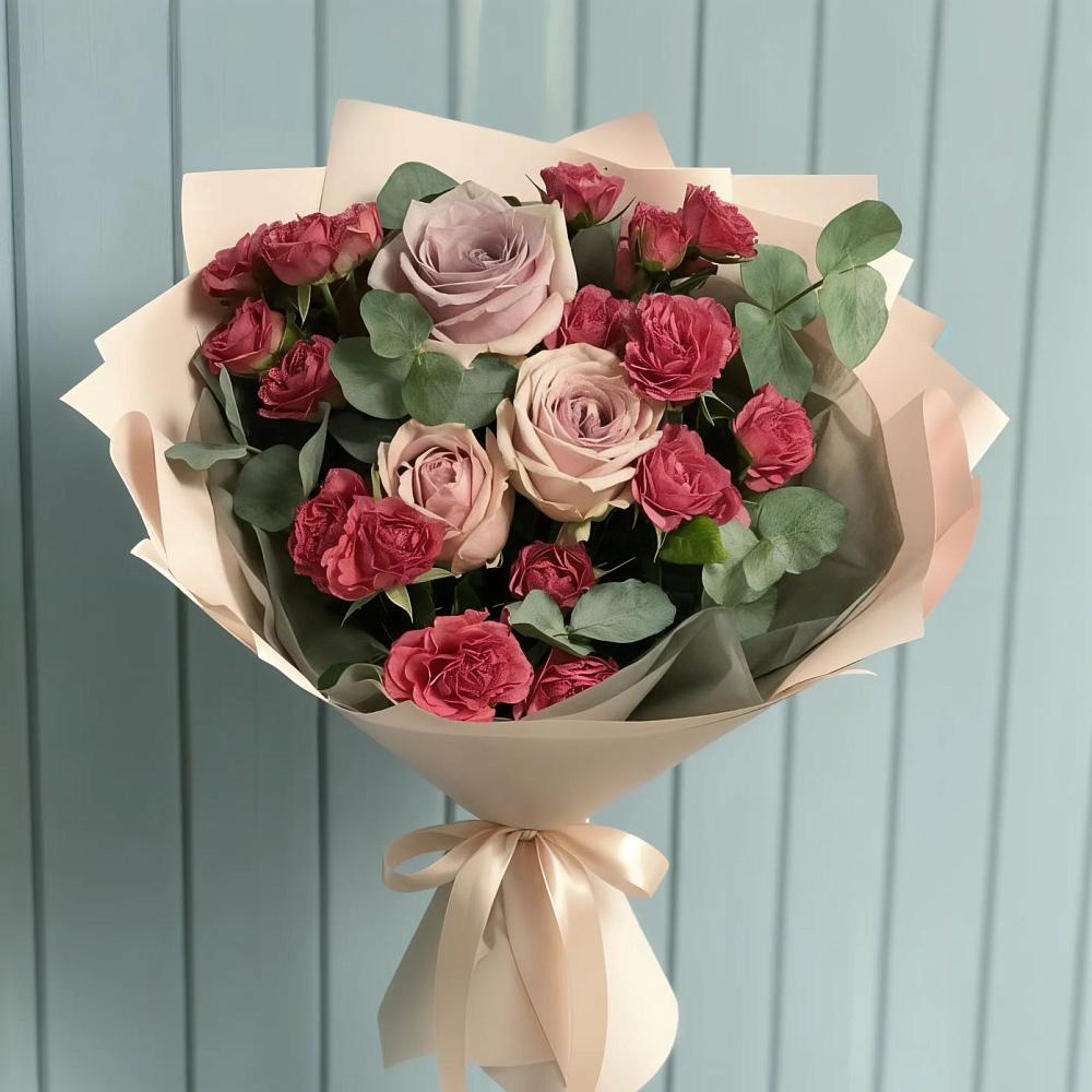 Букет цветов из: Гвоздики и Розы в Павлова