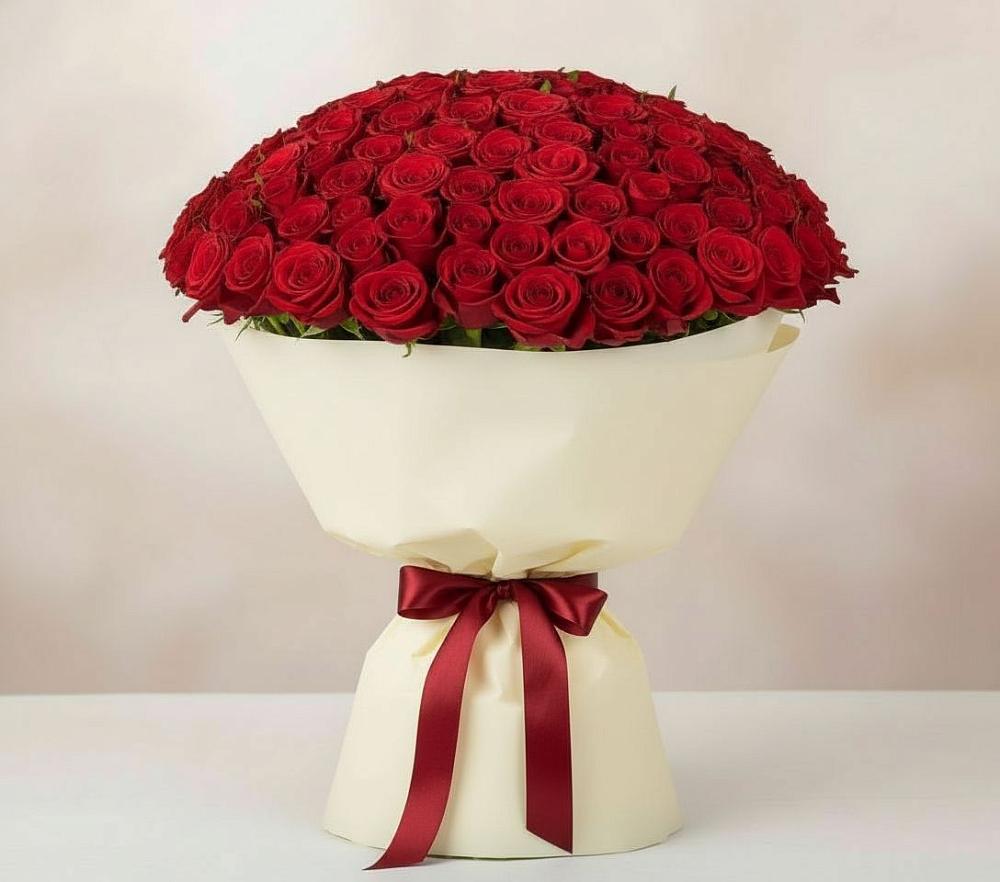 Букет 101 Красная роза Милано в Павлова