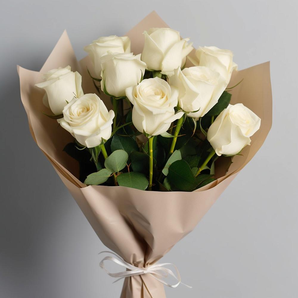 Букет 9 Белых роз Эдлесс Лав в Павлова