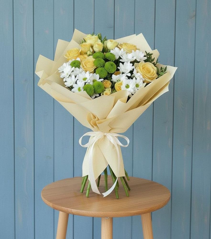 Букет цветов из: Хризантемы и Розы в Павлова