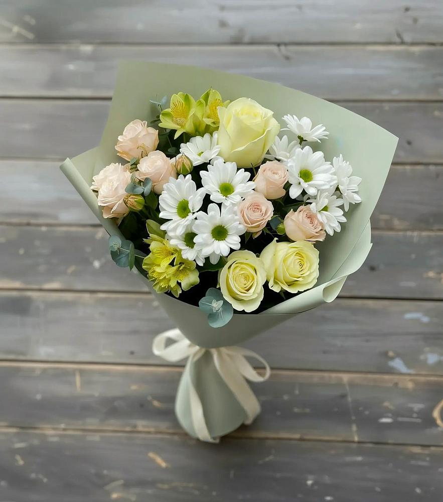 Букет цветов из: Альстромерии, Розы и Хризантемы в Павлова
