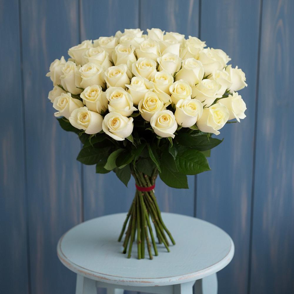 Букет 51 Белая роза Эдлесс Лав в Павлова