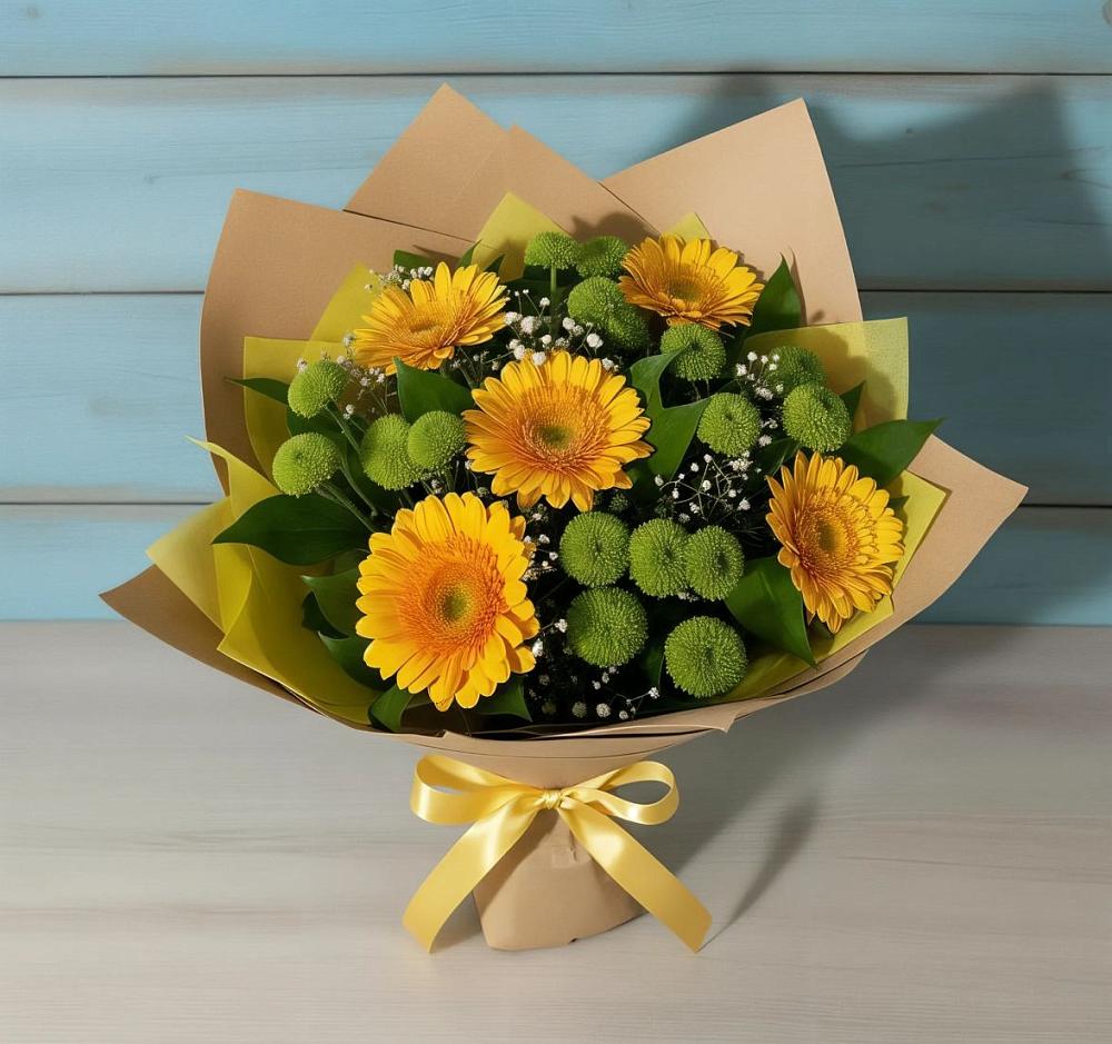 Букет цветов из: Герберы и Хризантемы в Павлова