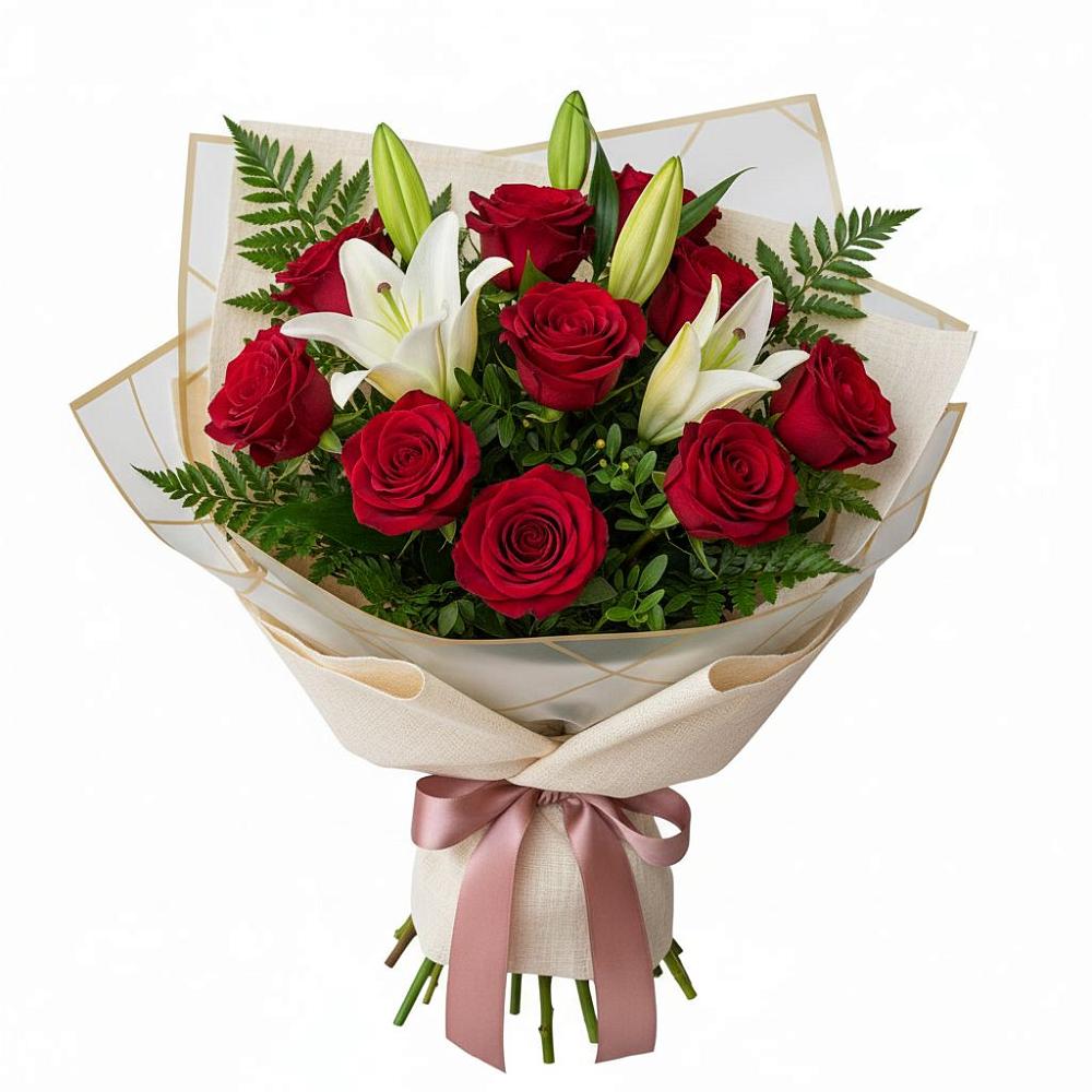 Букет цветов из: Лилии и Розы в Павлова