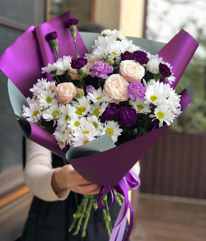 Букет цветов из: Хризантемы, Гвоздики и Розы в Павлова