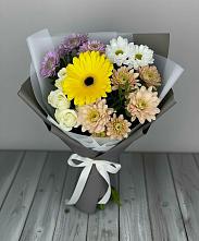 Букет цветов из:  Розы, Герберы и Хризантемы в Павлова