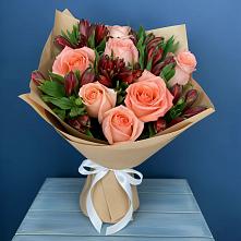 Букет цветов из:  Розы и Альстромерии в Павлова