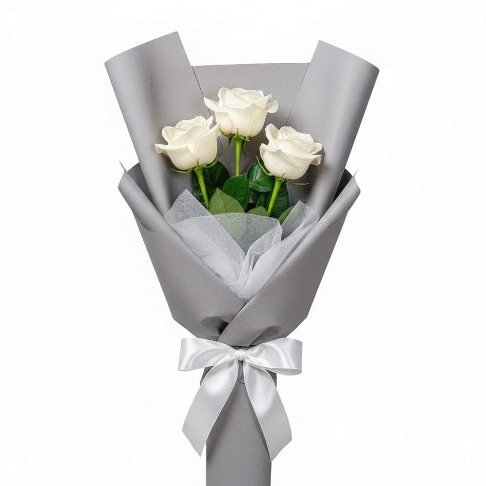 Букет 3 белые розы в Павлова