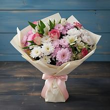 Букет цветов из:  Хризантемы, Альстромерии и Розы в Павлова