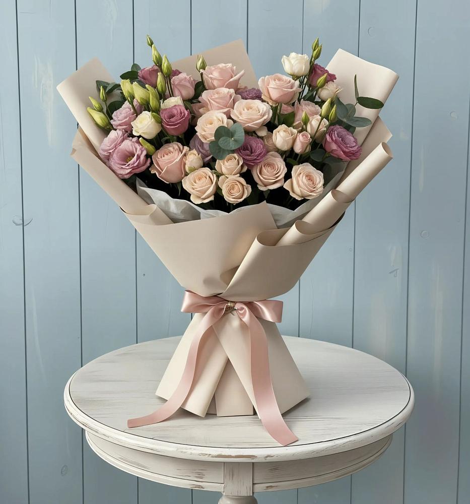 Букет цветов из: Розы и Лизиантусы в Павлова