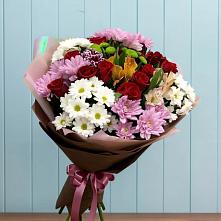 Букет цветов из:  Розы, Хризантемы и Альстромерии в Павлова