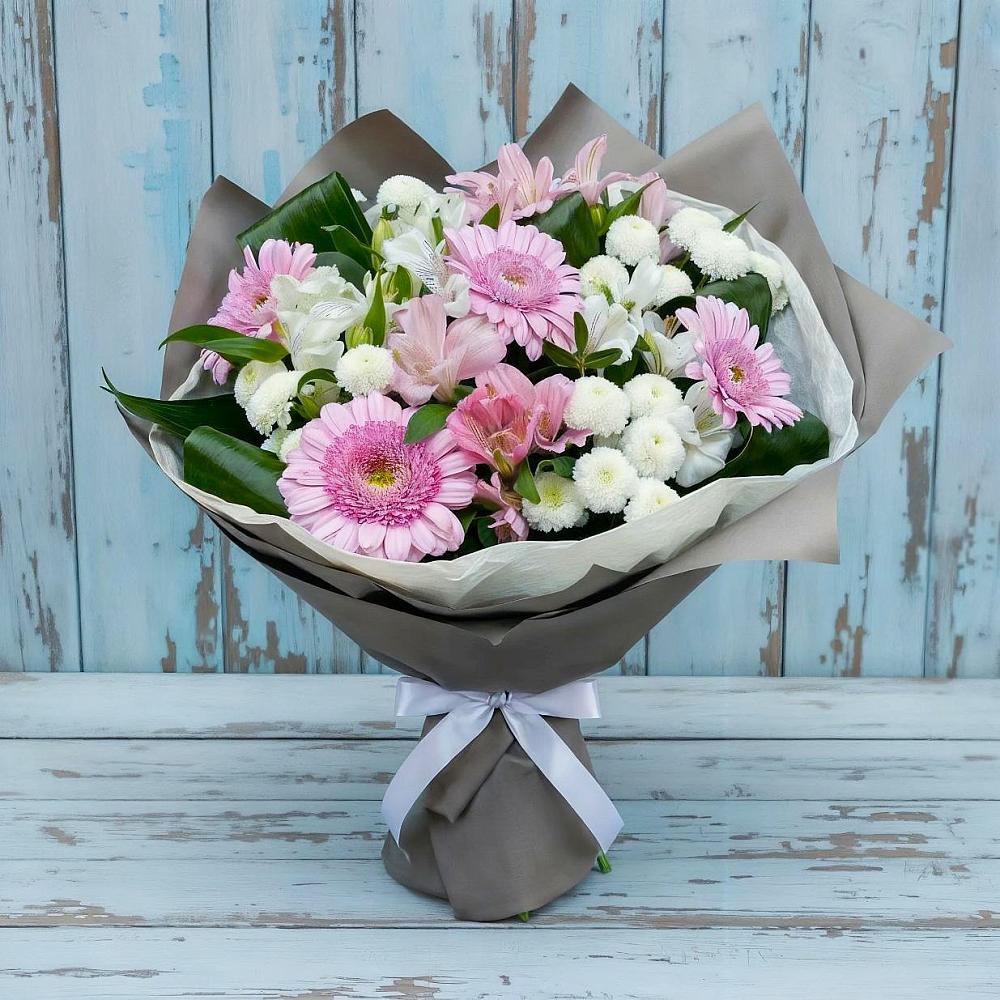 Букет цветов из: Герберы, Альстромерии и Хризантемы в Павлова