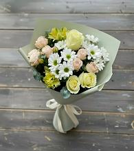 Букет цветов из:  Альстромерии, Розы и Хризантемы в Павлова