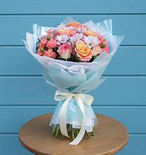 Букет цветов из:  Хризантемы и Розы в Павлова