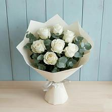 Букет Белые розы в Эвкалипте #REPLACE_PRED# Павлова